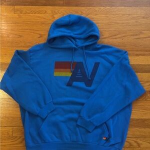 Aviator Nation Blue Hoodie with Multicolor Logo